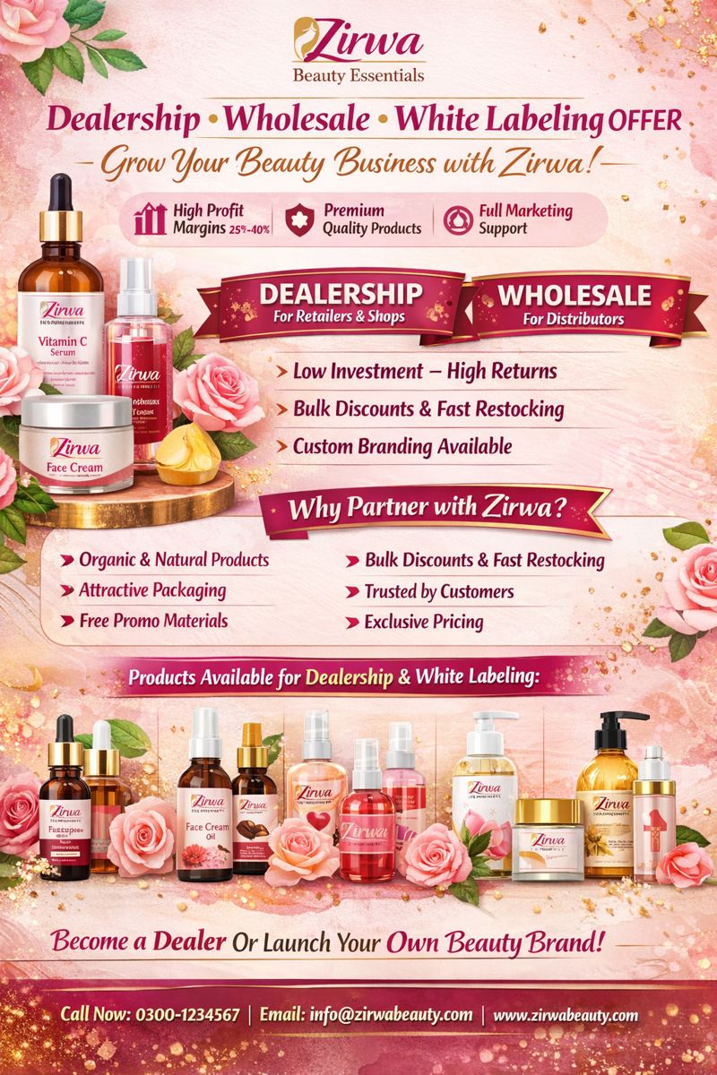Read more about the article Zirwa Beauty Essentials – Dealership, Wholesale & White Labeling Offer