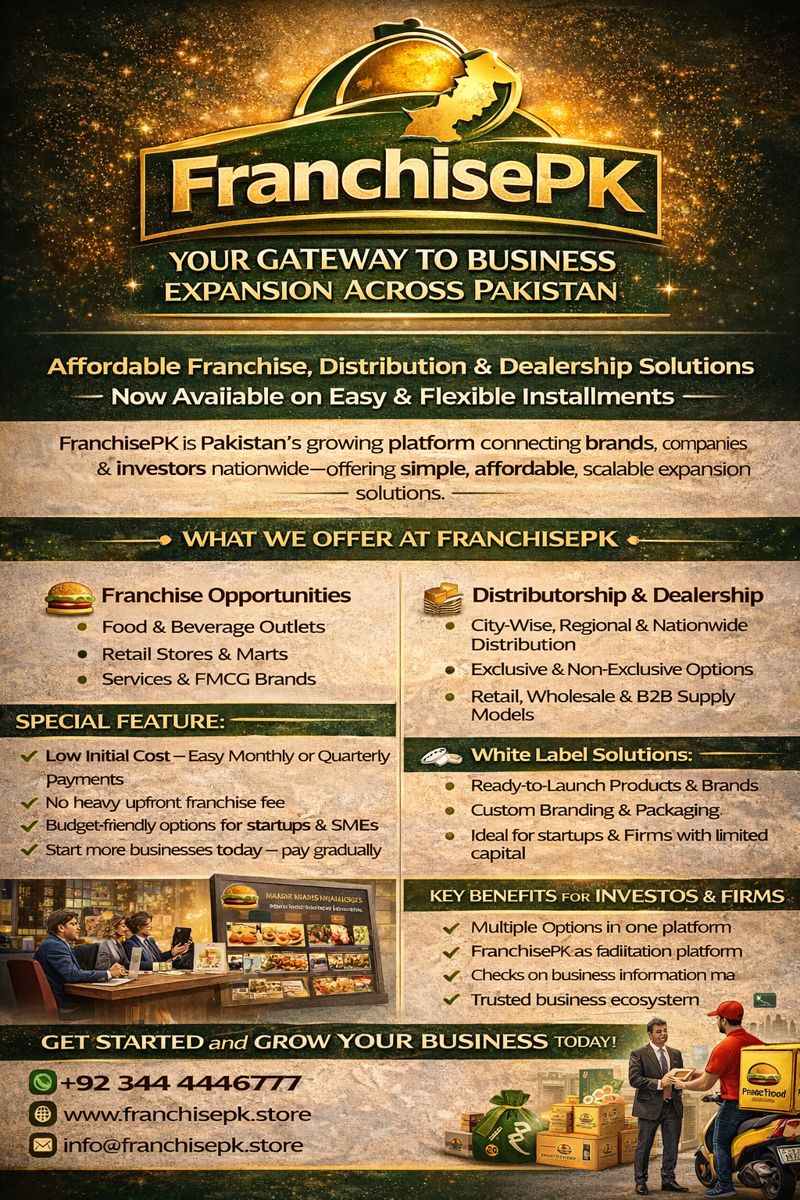 Read more about the article FranchisePK – Your Gateway to Business Expansion Across Pakistan. Now Available on Easy & Flexible Installments