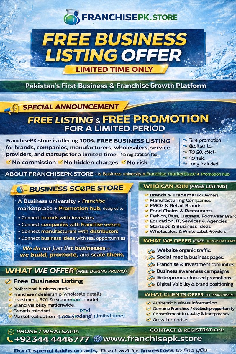 Read more about the article LIMITED TIME FREE LISTING OFFER WITH FRANCHISEPK.STORE
